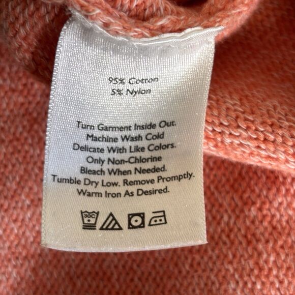Eddie Bauer Sweater Womens XL Orange Pullover Chunky Knit Fishermans Roll Neck - Picture 8 of 8
